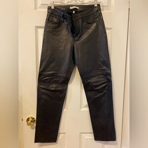 J Brand Navy Leather Jeans - Classic Slim Fit